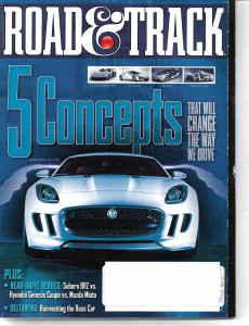 ROAD & TRACK 2012 JULY - CONCEPTS -LAMBO -ACURA -BMW -JAG -CADDY, DELTAWING 